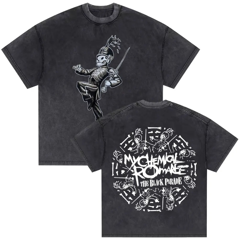 Washed Vintage Rock Band My Chemical Romance The Black Parade Tour 2025 T-shirt Men Women Retro Punk Emo Skeleton T Shirts Tops