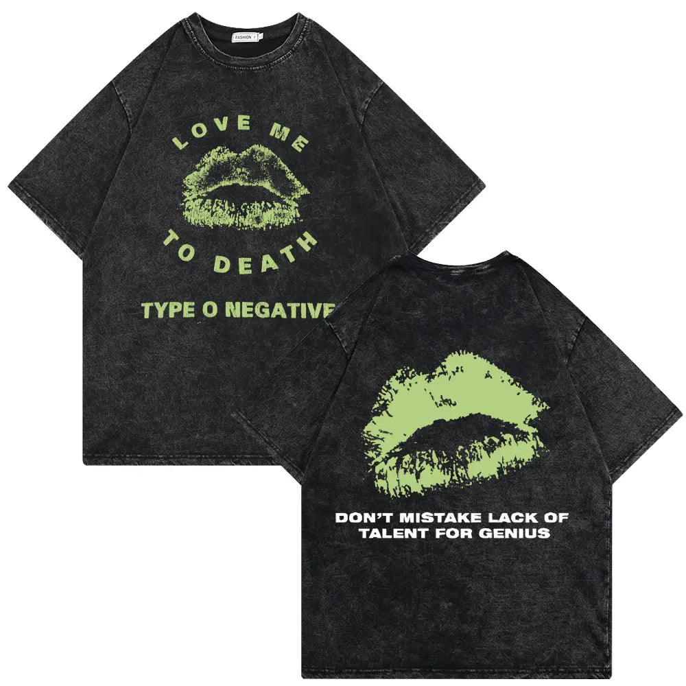 Washed Vintage Type O Negative Who Will Save The Sane Tshirt Men Women Rock Metal Gothic T-shirt Man Oversized Cotton T Shirts