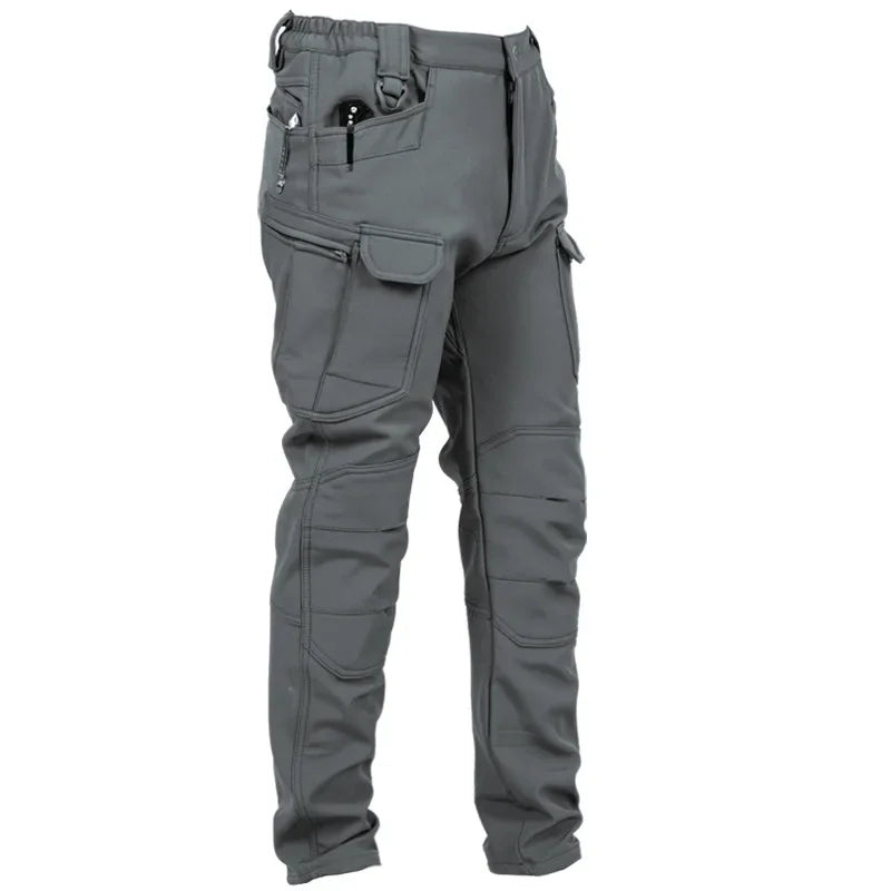 Men's Winter Pants Cargo Trousers Water Resistant Fleece Line Snowboard Softshell Tactical Pant Multi-Pockets Outdoor Work Pants