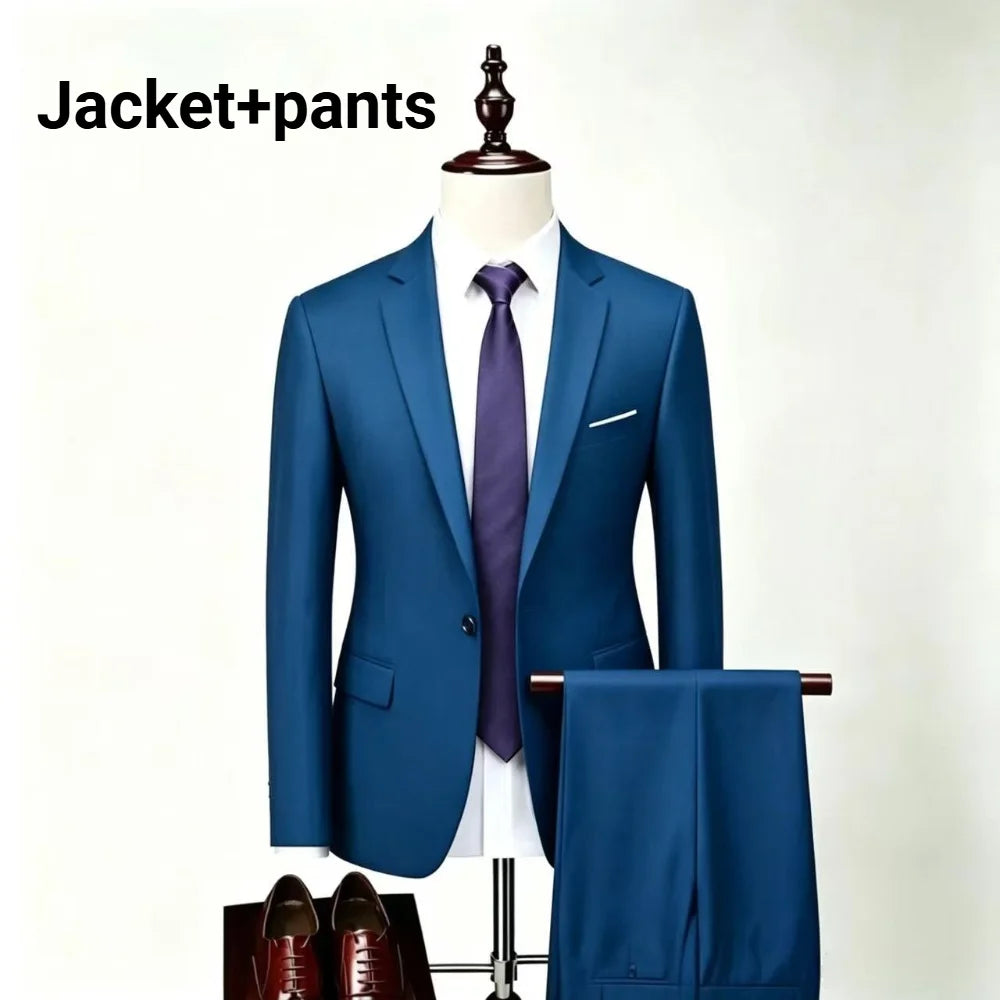 Men Slim Fit 3 Pieces Suit Set Lightweight Business Office Party Blazer Vest Pants Formal Male Tuxedo Suit For Prom Daily Wear