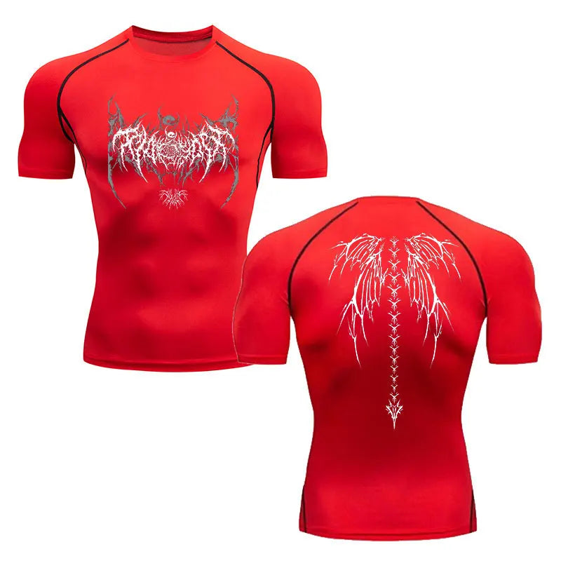 Y2K Compression Shirt Men Fitness Gym Skeleton Sport Running T-Shirt Rashgard Tops Tee Quick Dry Short Sleeve T-Shirt For Men