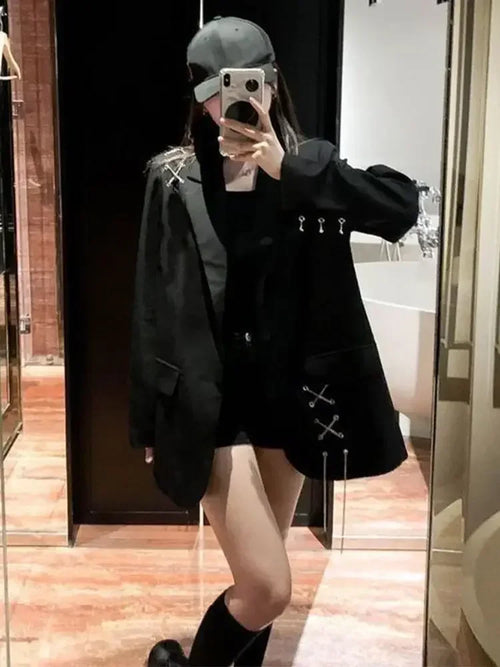 2025 Black Suit Jacket for Women New Design High Street Wear Casual Blazers Female
