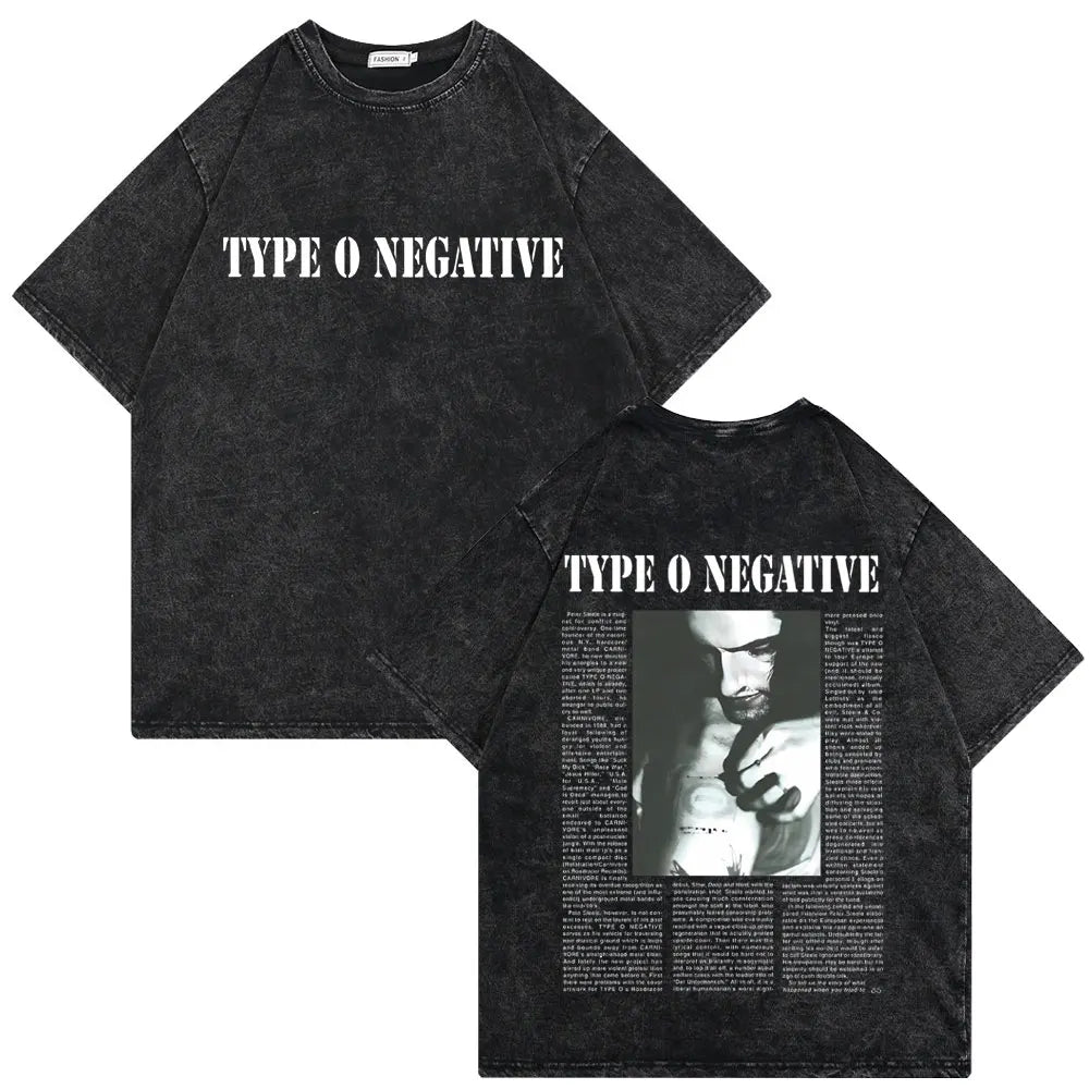 Washed Vintage Type O Negative Who Will Save The Sane Tshirt Men Women Rock Metal Gothic T-shirt Man Oversized Cotton T Shirts