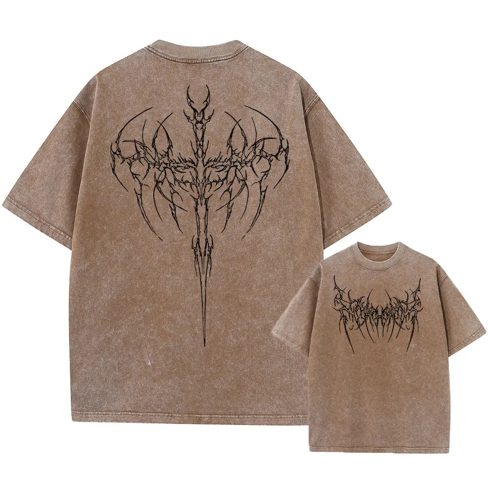 Y2k Acid Washed T Shirt Men Vintage Cotton T-shirts Harajuku Gothic Streetwear Soft Tees Girl Loose Fashion Print Tops Unisex