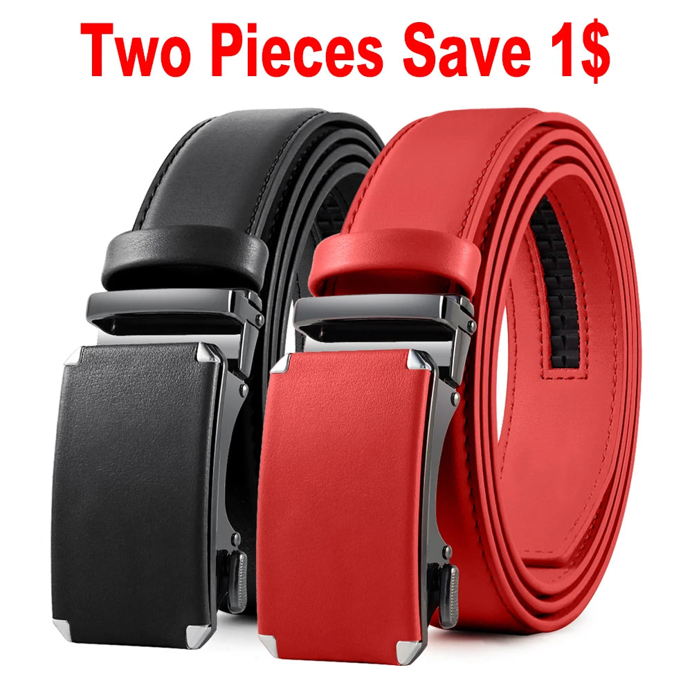 DOOPAI Mens Leather Belt  Automatic Genuine Leather Belts Leisure Fashion Ratchet Belts for Men Pants Waistband Ремень