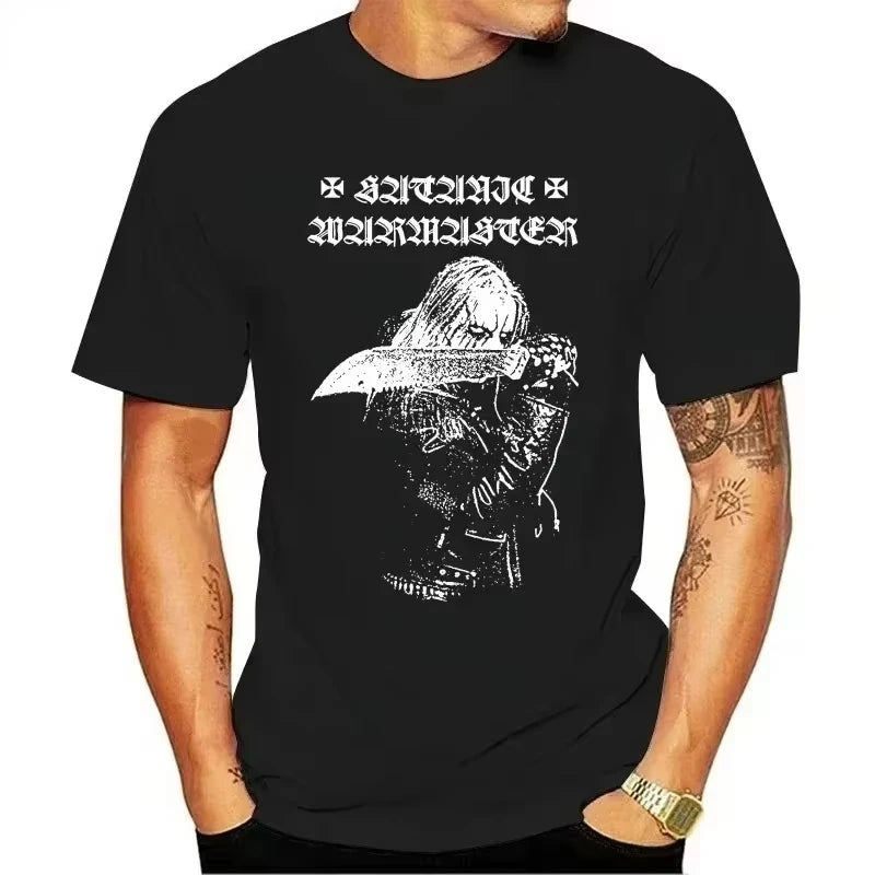 Black Heavy Metal Theme Winds Satanic Warmaster T-shirt Men Women Street Hip Hop Fashion Short Sleeve Cotton Casual Harajuku Tee