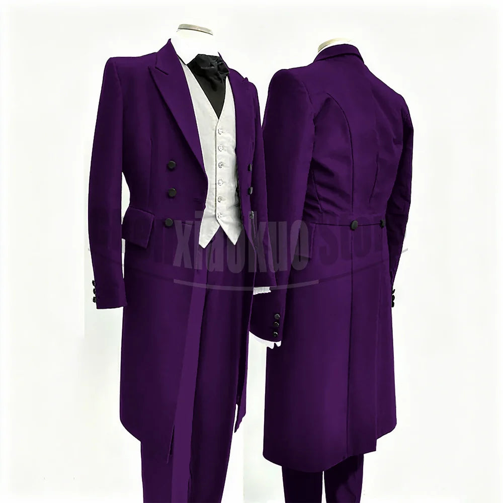 Men Suits Black Fashion Wedding Tailcoat Groom Chic Peak Lapel Double Breasted Male Suit 3 Pieces (Blazer+Vest+Trousers)