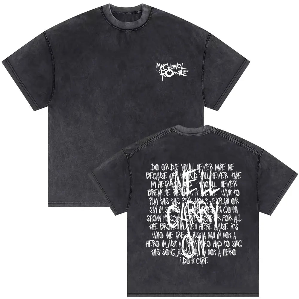 Washed Vintage Rock Band My Chemical Romance The Black Parade Tour 2025 T-shirt Men Women Retro Punk Emo Skeleton T Shirts Tops