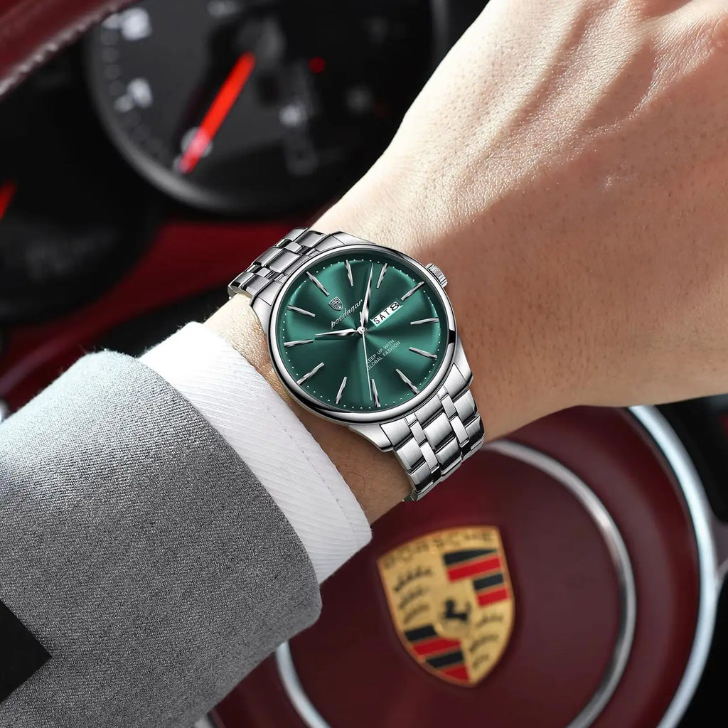 POEDAGAR Sports Luxury Watch For Man Waterproof Date Week Stainless Steel Men Watch Casual Quartz Men's Watches Male Clock Reloj