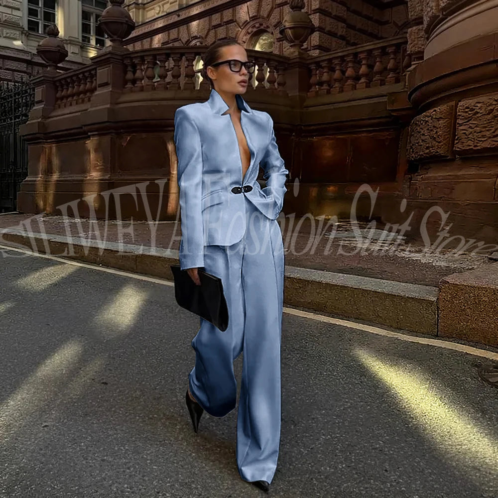Luxury White Suit For Women 2 Pieces Jacket Pants Office Lady Chic Outfits Fashion Trousers Smart Casual Female Blazer Set
