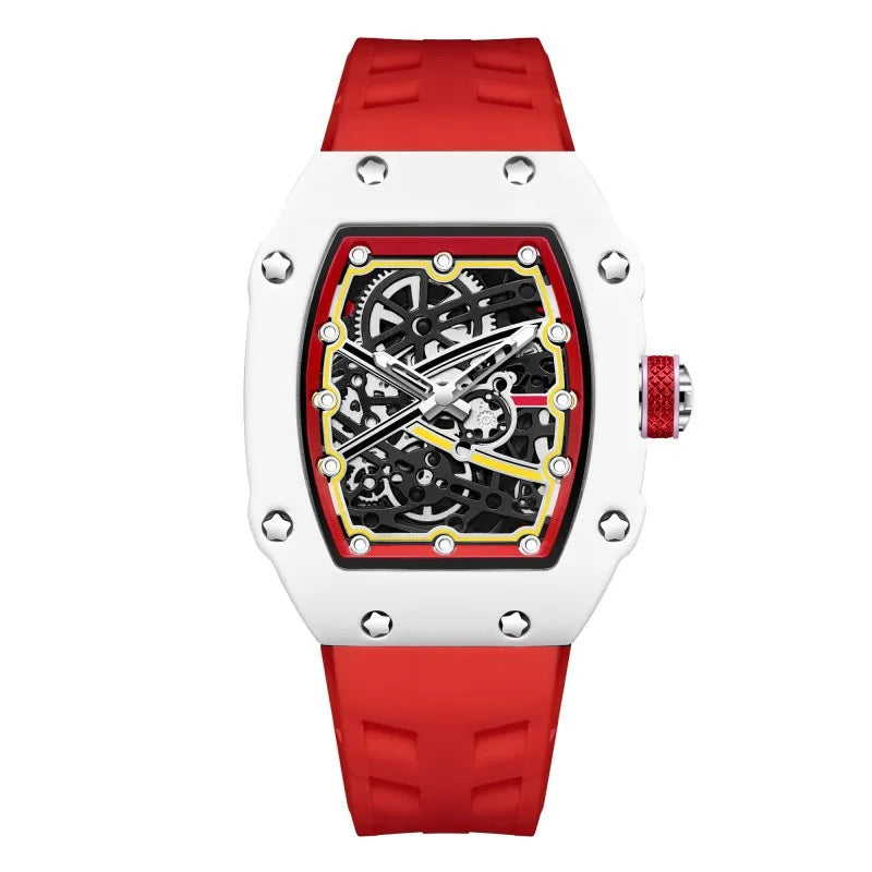Trendy Bucket Shape Mens Quartz Watch Luminous Dial Waterproof Casual Male Daily Wristwatch