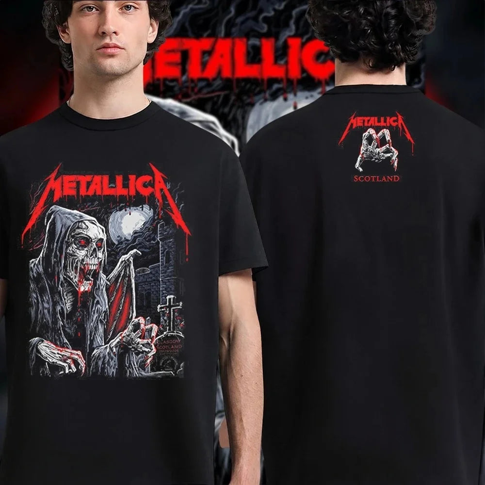 Metallica M72 World Tour Red Dragon T-shirt Men Women Summer 100 Cotton Shirts Fashion High Quality Short Sleeved Top Streetwear