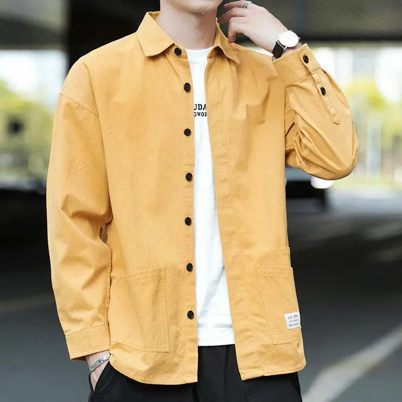 Men's Work Shirt Casual Long Sleeve Spring Summer Construction Site Wear Resistant Dirt Proof Sun Protection Outerwear