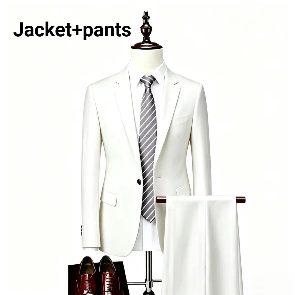 Men Slim Fit 3 Pieces Suit Set Lightweight Business Office Party Blazer Vest Pants Formal Male Tuxedo Suit For Prom Daily Wear