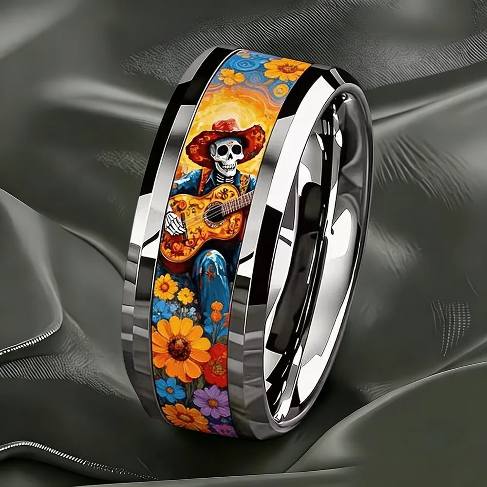 Vintage Gothic Halloween Castle Moon Bat Ring Hiphop Stainless Steel Rings For Men Wedding Party Jewelry Valentine's Day Gift