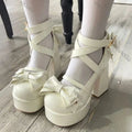 Lovely Girls Mary Jane Shoes Women High Heels Pumps Chunky Bowknots Sandals Summer PU Leather Retro Party Platform Footwears