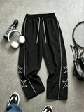 Y2K Star Printed Wide Leg Pants with European and American Hip-hop Street Style, Loose Hanging Casual Quick Drying Sports Pants