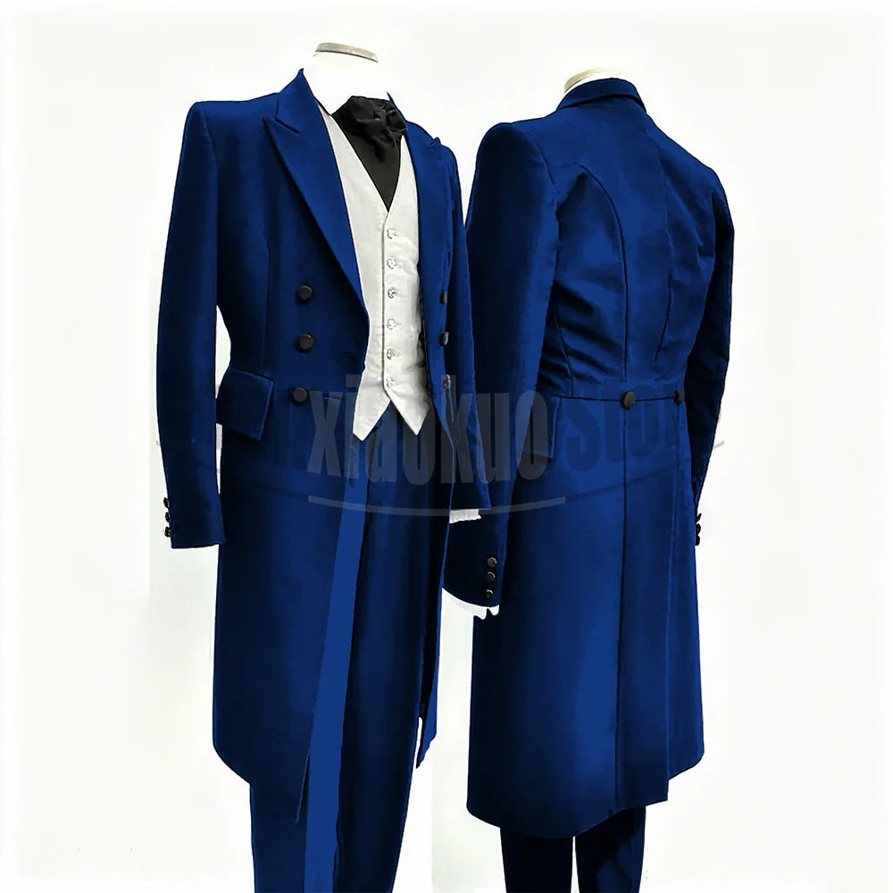Men Suits Black Fashion Wedding Tailcoat Groom Chic Peak Lapel Double Breasted Male Suit 3 Pieces (Blazer+Vest+Trousers)