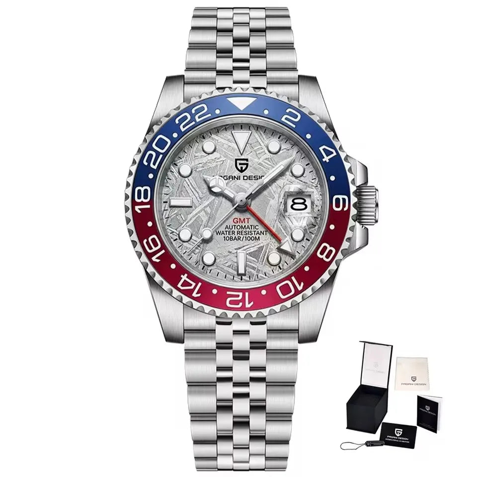 PAGANI DESIGN 40mm Luxury GMT Men Mechanical Watch Top Sapphire Glass 361L Stainless Steel 100m Waterproof Men's Automatic Mechanical Watches