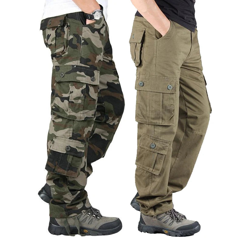 Men's Tactical Cargo Pants Work Overalls Outdoor Sports Hiking Hunting Trousers Cotton Heavy Durable Camouflage Trousers