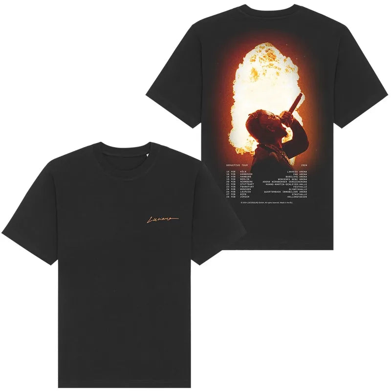 Y2k Summer in Flames Band Swedish Metal Rock European and American Trendy Brand Men's Short-sleeved Pure Cotton Printed T-shirt