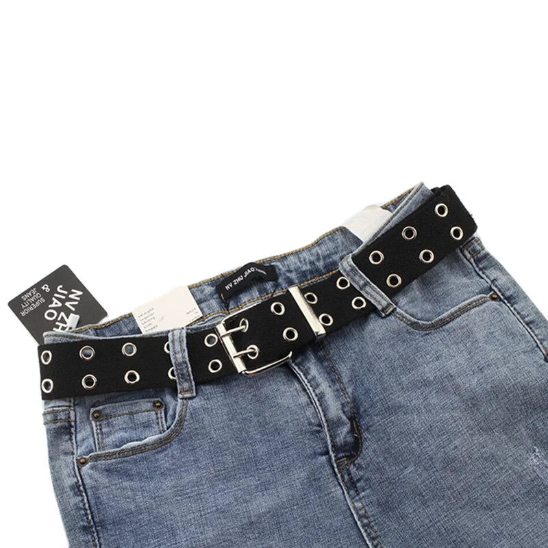 Double-Grommet Canvas Belt | Unisex Punk Style