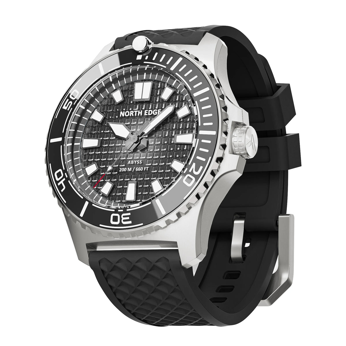 NORTH EDGE ABYSS Men's Quartz Luxury Watch Solar Powered 200M Waterproof Dive Sports Watches 316L Steel Case 180+ Day Power