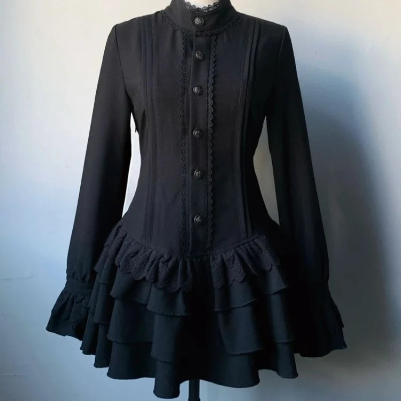 Gothic Lace Dress, Dark Waist Skirt