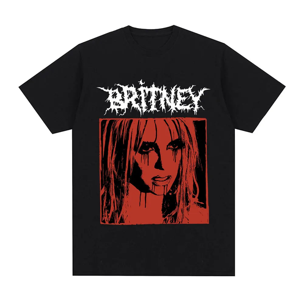 Britney Spears Metal Rock Graphic T-shirt Men Women Fashion Hip Hop T Shirts Harajuku Vintage Short Sleeve Tee Shirt Oversized