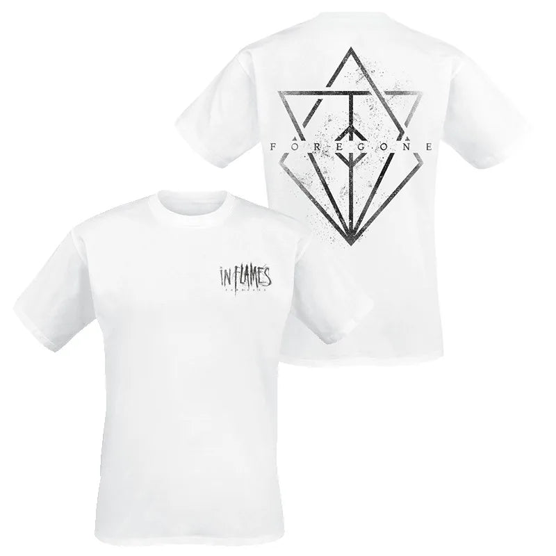 Y2k Summer in Flames Band Swedish Metal Rock European and American Trendy Brand Men's Short-sleeved Pure Cotton Printed T-shirt