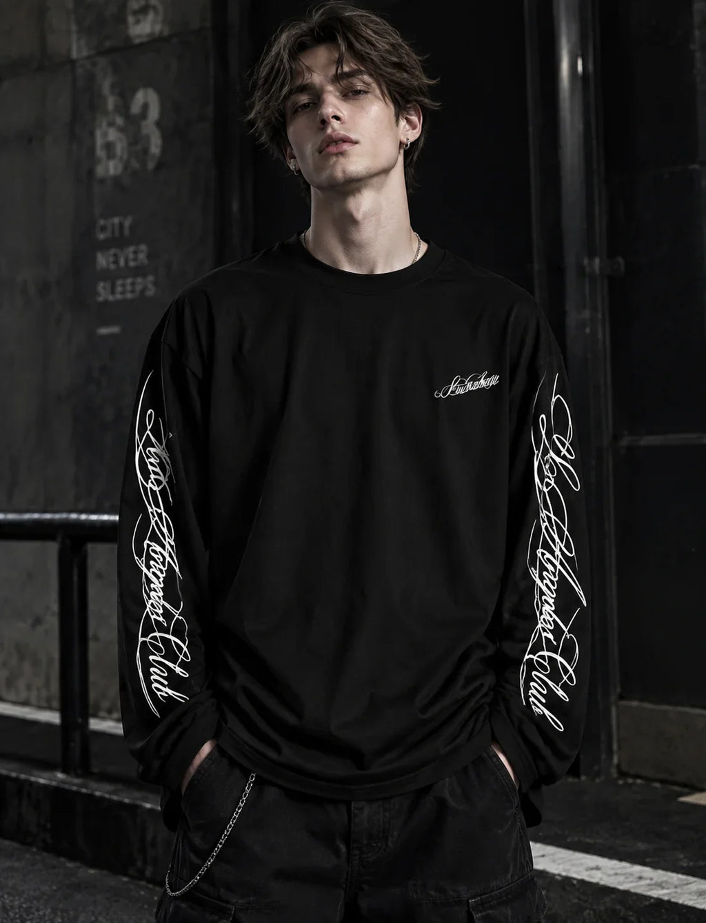 Y2K Retro Style T-shirt Leisure Sports T-shirt, Street Style, Men's and Women's Same Style, Long-sleeved T-shirt 3D Letter Print