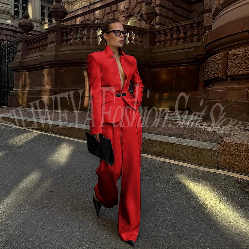 Luxury White Suit For Women 2 Pieces Jacket Pants Office Lady Chic Outfits Fashion Trousers Smart Casual Female Blazer Set