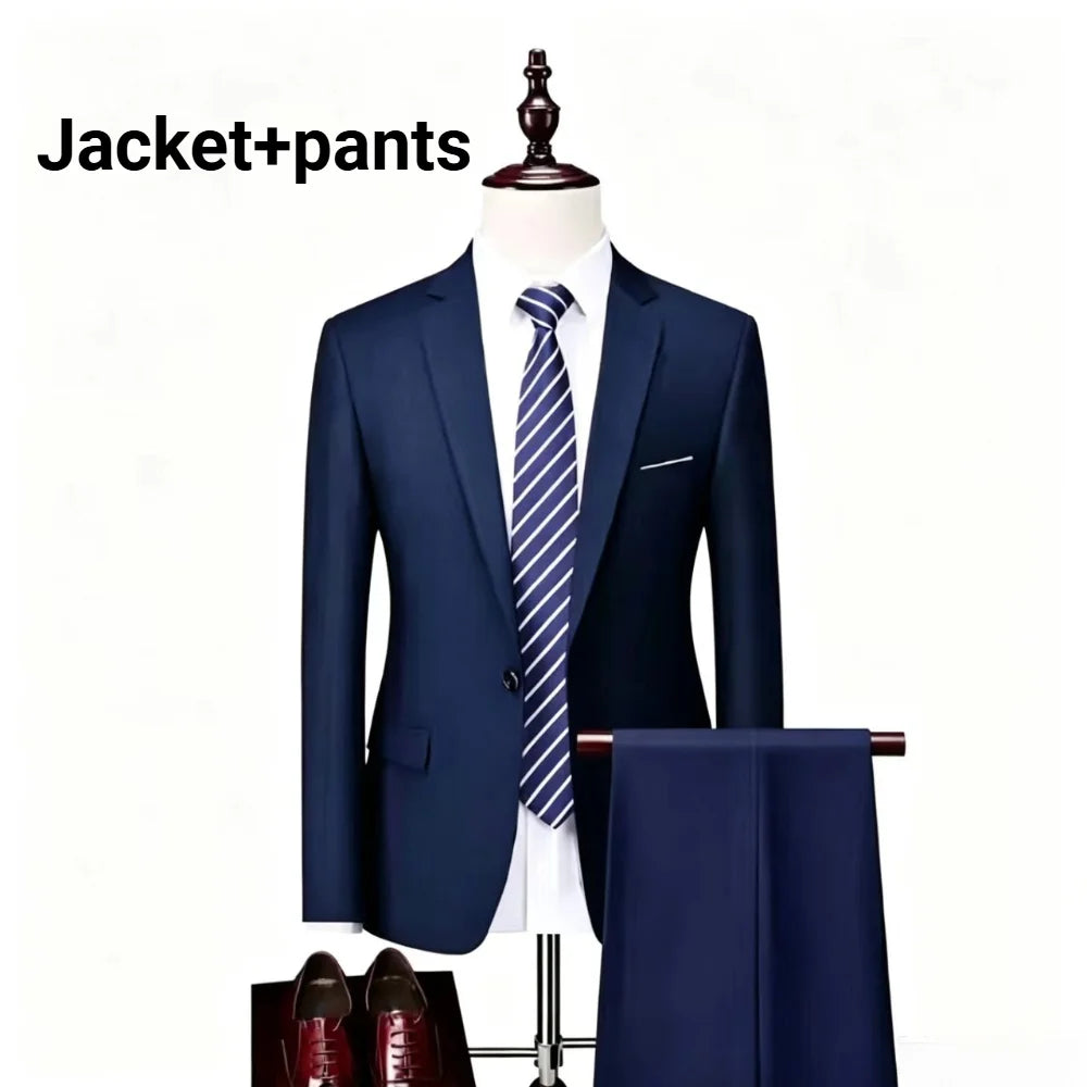 Men Slim Fit 3 Pieces Suit Set Lightweight Business Office Party Blazer Vest Pants Formal Male Tuxedo Suit For Prom Daily Wear