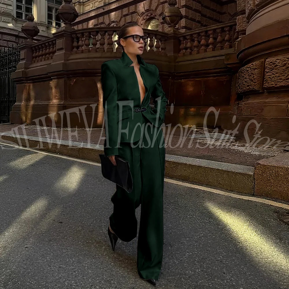 Luxury White Suit For Women 2 Pieces Jacket Pants Office Lady Chic Outfits Fashion Trousers Smart Casual Female Blazer Set