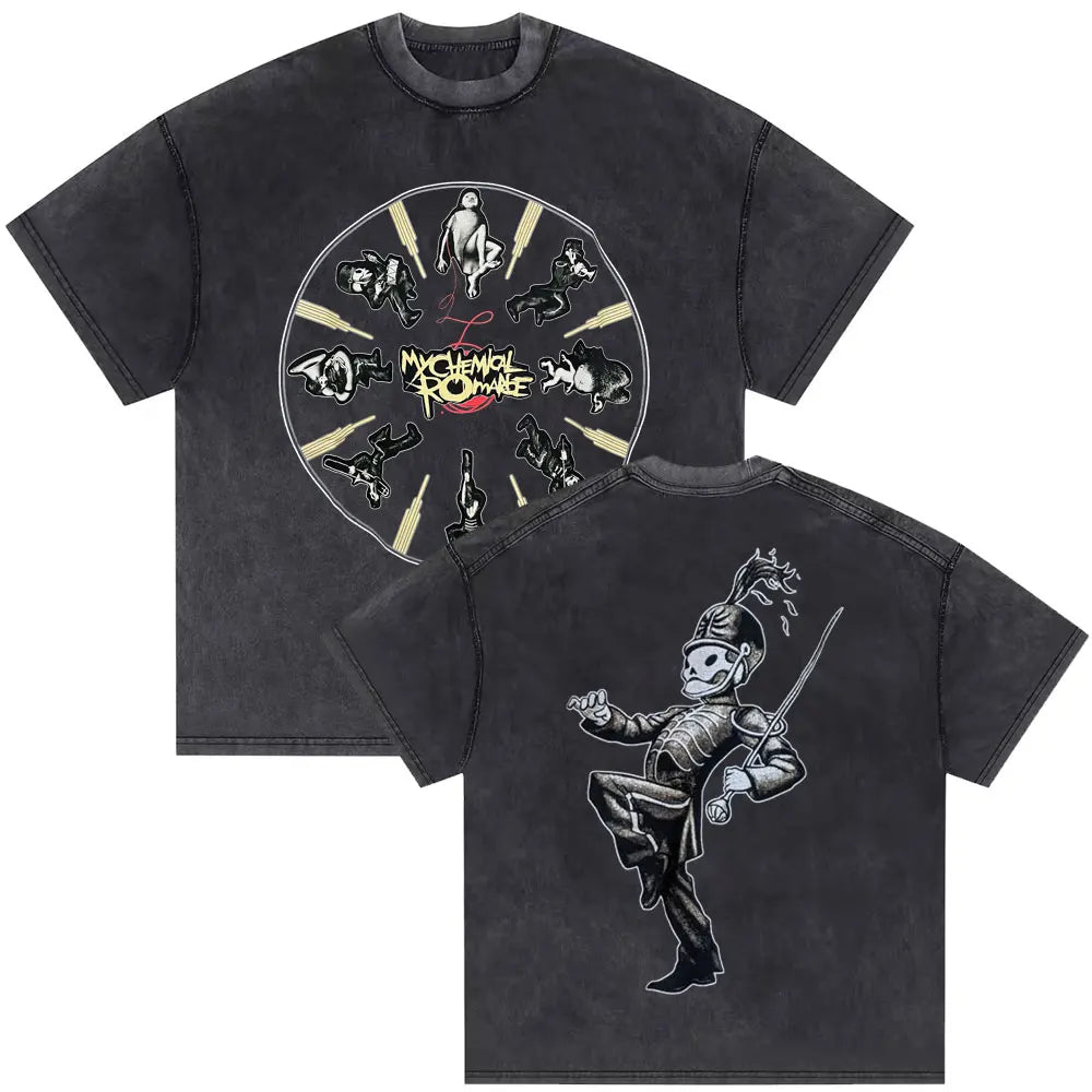 Washed Vintage Rock Band My Chemical Romance The Black Parade Tour 2025 T-shirt Men Women Retro Punk Emo Skeleton T Shirts Tops