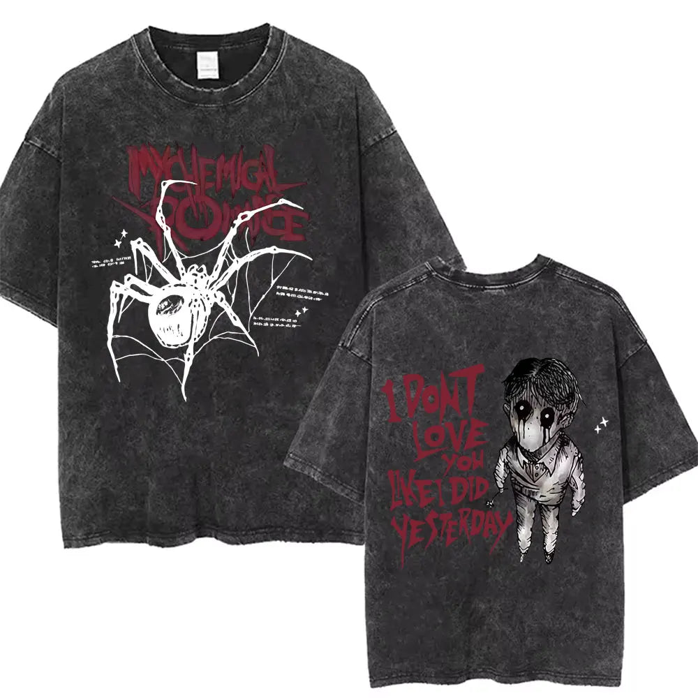 Washed Vintage Rock Band My Chemical Romance The Black Parade Tour 2025 T-shirt Men Women Retro Punk Emo Skeleton T Shirts Tops
