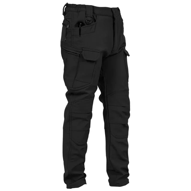 Men's Winter Pants Cargo Trousers Water Resistant Fleece Line Snowboard Softshell Tactical Pant Multi-Pockets Outdoor Work Pants