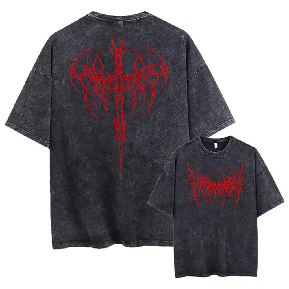 Y2k Acid Washed T Shirt Men Vintage Cotton T-shirts Harajuku Gothic Streetwear Soft Tees Girl Loose Fashion Print Tops Unisex