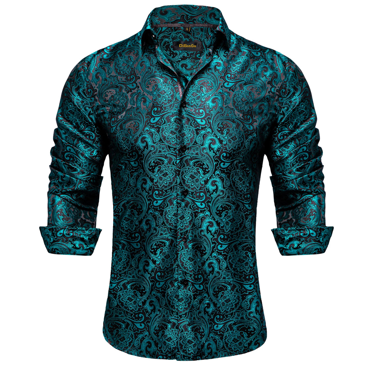 Men's Long Sleeve Black Paisley Dress Shirts Casual Tuxedo Social Shirt Luxury Designer Men Clothing