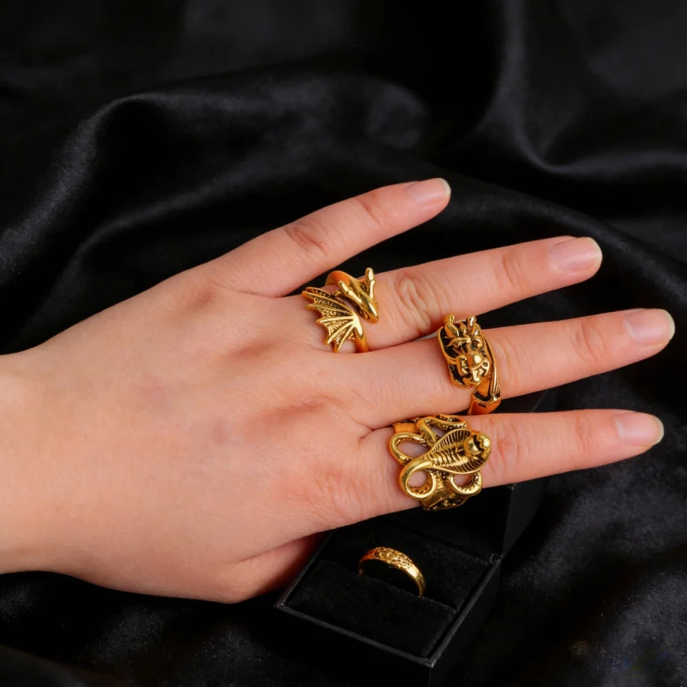10/20/30/50/100Pcs Fashion Retro Punk Rings Set For Men Women Adjustable Stacked Dragon Claw Snake Mixed Jewelry Gifts Party
