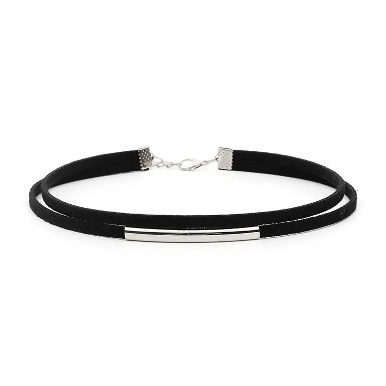 Gothic Style Personality Double Flannel Short Metal Pipe Pendant Necklace for Women Sexy Vintage Y2K Collar Jewelry Accessory
