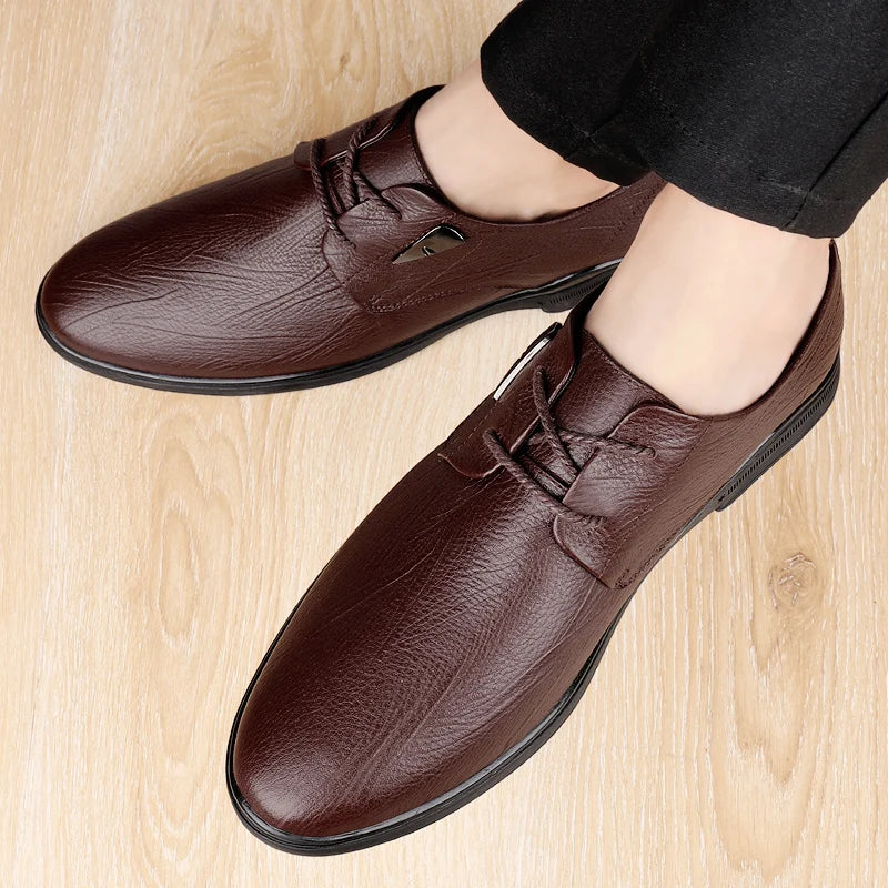 2024 Men Office Oxfords Shoes Hot Sale Male Comfortable Dress Shoe Brand Coiffeur Shoes Lace-up Casual Genuine Leather Footwear