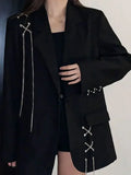 2025 Black Suit Jacket for Women New Design High Street Wear Casual Blazers Female