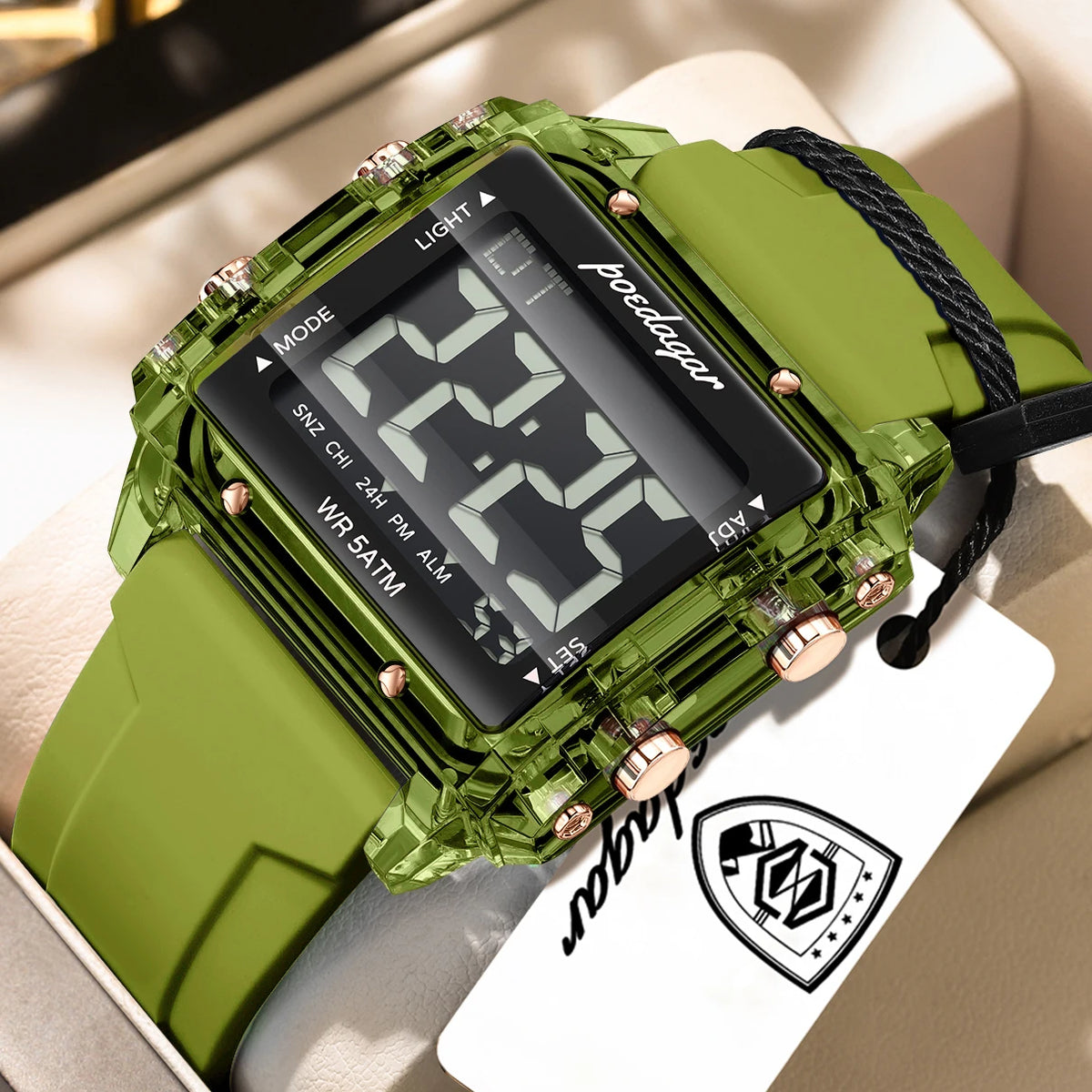 POEDAGAR Fashion Top Digital Men Watch Week Date Alarm Man Wristwatch Waterproof LED Electronic Sports Men's Watches Male Reloj