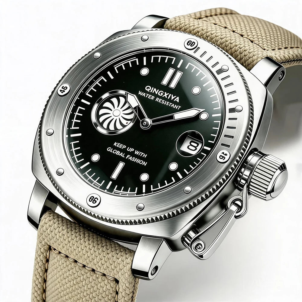 QINGXIYA Luxury Fashion Man Quartz Watch Luminous Waterproof Date Sport Watches For Men Canvas Strap Business Men's Clock Reloj