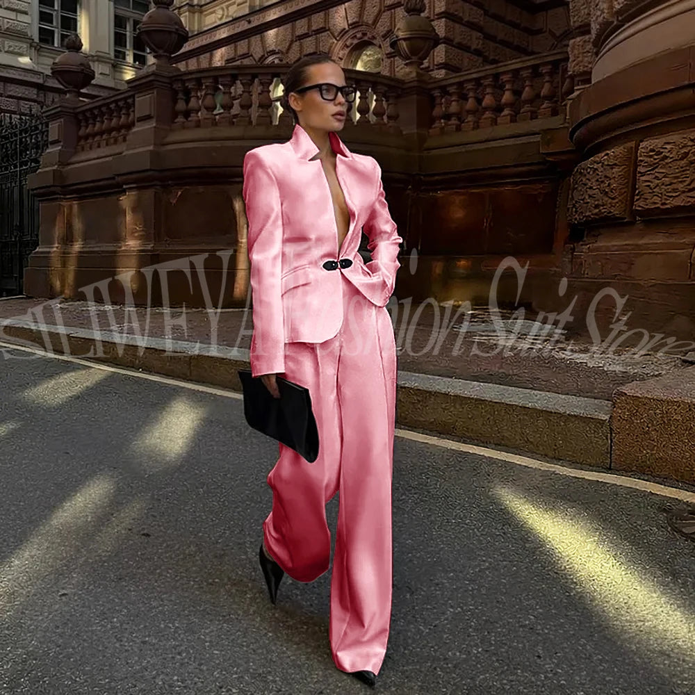 Luxury White Suit For Women 2 Pieces Jacket Pants Office Lady Chic Outfits Fashion Trousers Smart Casual Female Blazer Set