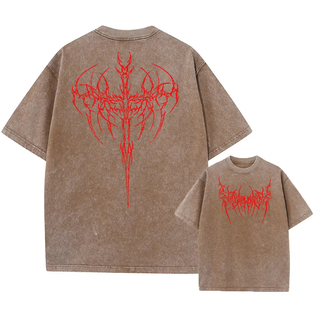 Y2k Acid Washed T Shirt Men Vintage Cotton T-shirts Harajuku Gothic Streetwear Soft Tees Girl Loose Fashion Print Tops Unisex