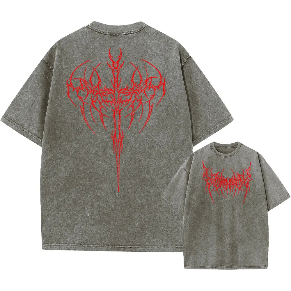 Y2k Acid Washed T Shirt Men Vintage Cotton T-shirts Harajuku Gothic Streetwear Soft Tees Girl Loose Fashion Print Tops Unisex