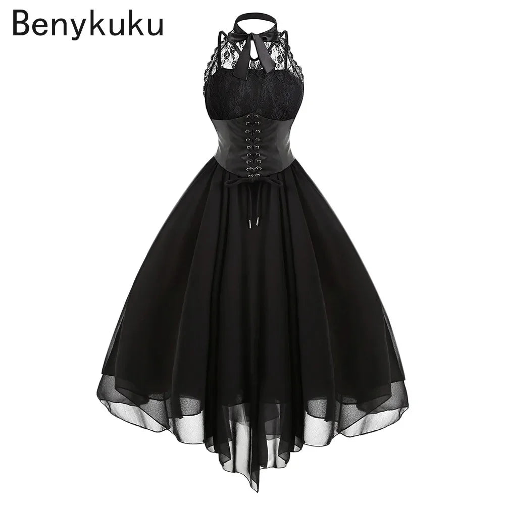 Victorian Gothic Halter Corset-Style Dress