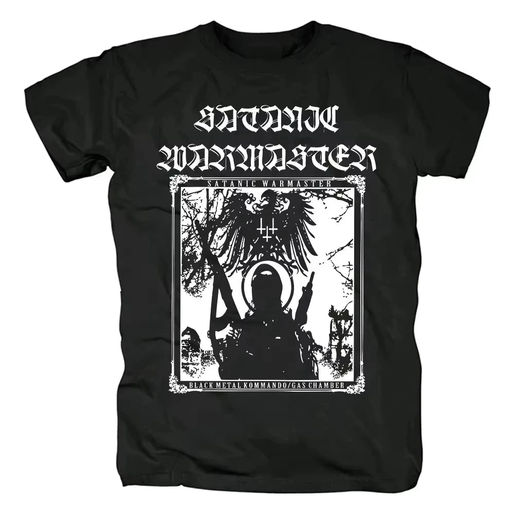 Black Heavy Metal Theme Winds Satanic Warmaster T-shirt Men Women Street Hip Hop Fashion Short Sleeve Cotton Casual Harajuku Tee
